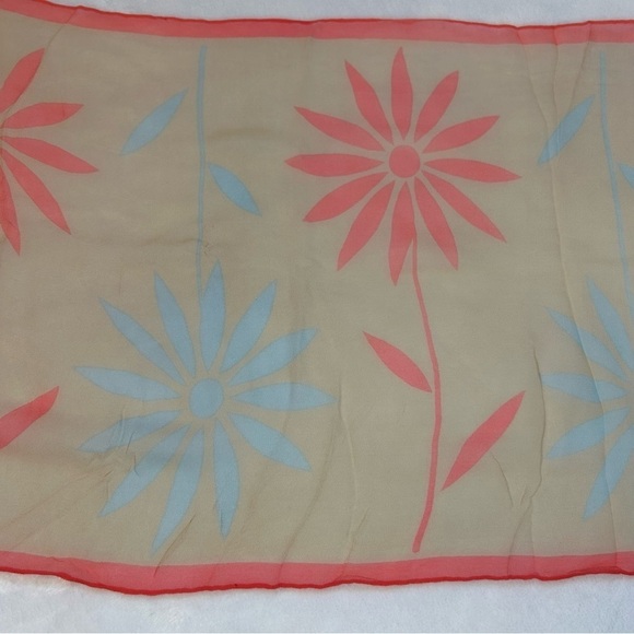 Vintage Glentex Hand Rolled Made in Japan Silk Floral Daisy Scarf - Picture 7 of 9